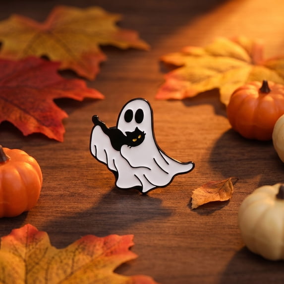 AUNVITO Clearance Halloween White Ghost Brooch Pin Badge for Clothing Backpack Hat Costume Accessory Party Favors Holiday Spooky Decor Halloween White Ghost Brooch Pin for