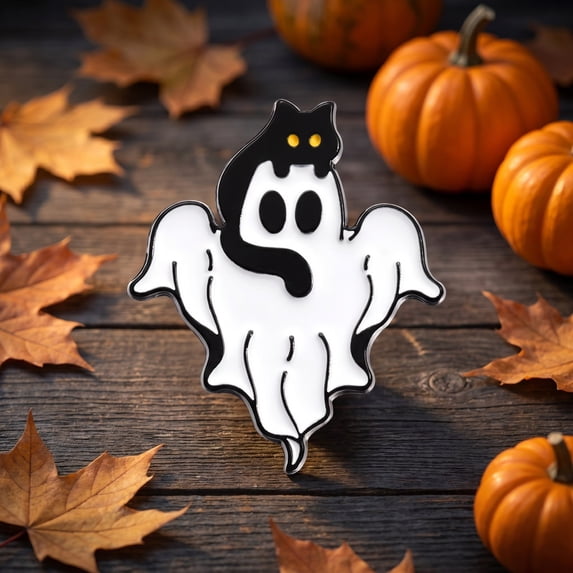 AUNVITO Clearance Halloween White Ghost Brooch Pin Badge for Clothing Backpack Hat Costume Accessory Party Favors Holiday Spooky Decor Halloween White Ghost Brooch Pin for