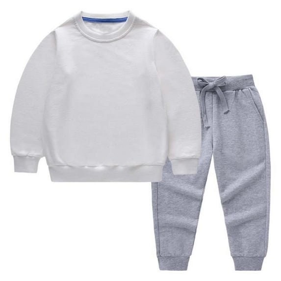AUNVITO Color Block Casual Cotton Sets for Boys & Girls 1-11Y Long Sleeve Tops & Elastic Waist Joggers 2-Piece Outfits Solid Color Loose Fit