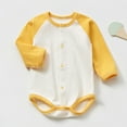 thumbnail image 1 of AUNVITO Color-Blocked Cotton Ribbed Bodysuit for Unisex Babies 0-24M Long Sleeve Romper with Snap Closure Comfy Infant Crawling Outfit, 1 of 4