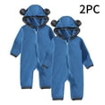 thumbnail image 1 of AUNVITO Cozy Bear Hood Unisex Baby Romper 0-24M Soft Fleece Long Sleeve Bodysuit 2PC Set with Snap Closure, 1 of 9