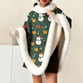 thumbnail image 1 of AUNVITO Cozy Christmas Print Fleece Shawl with Thick Faux Fur Collar Women's Warm Homewear Sleeveless Winter Wrap, 1 of 6