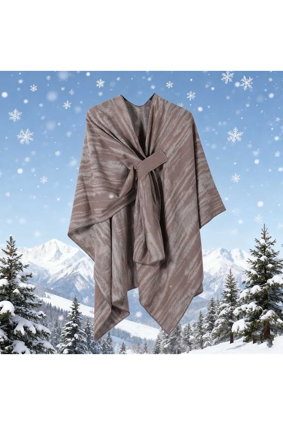 Cozy Comfortable Shawl Wraps with Side Tie Slit Design Warm Winter Cape for Women
