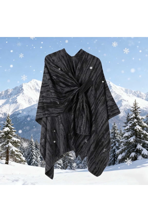 Cozy Comfortable Shawl Wraps with Side Tie Slit Design Warm Winter Cape for Women