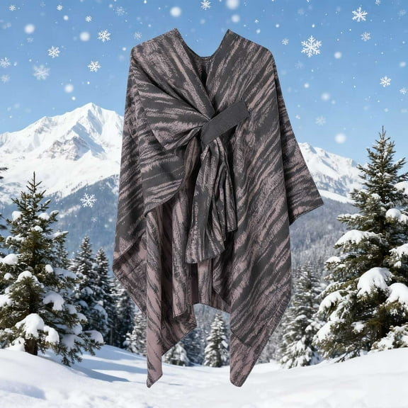 AUNVITO Cozy Comfortable Shawl Wraps with Side Tie Slit Design Warm Winter Cape for Women