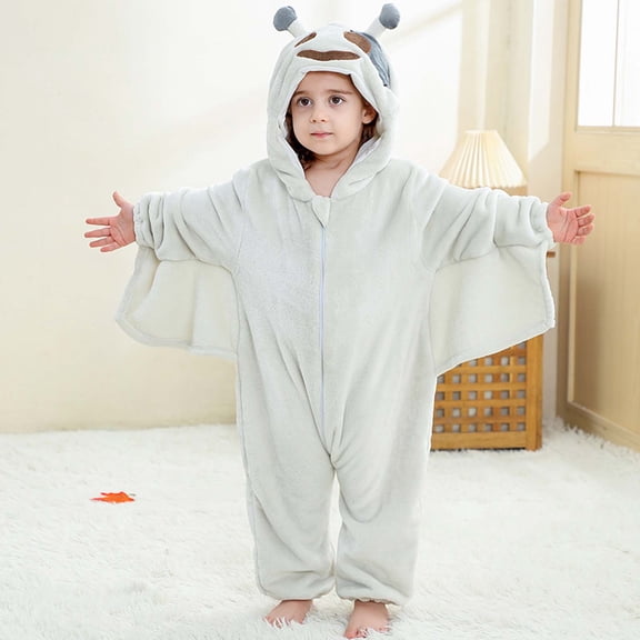 AUNVITO Cozy Fleece Animal Costume Romper for Boys & Girls Long Sleeve One-Piece Pajamas with Snap Closure Soft Warm Outfit for Kids Playtime & Sleepwear