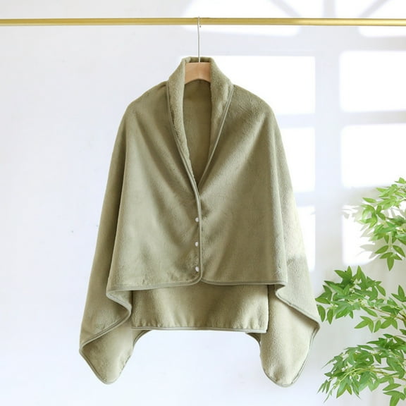 AUNVITO Cozy Thickened Flannel Shawl Blanket Cloak Wrap for Women Soft Warm Winter Wear Indoor Outdoor Use