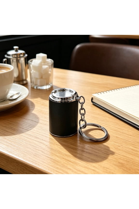 Cylindrical Leather Mini Storage Keychain, Portable Lipstick Shaped Keyring, Small Hidden Container For Earplugs Tiny Jewelry Accessories