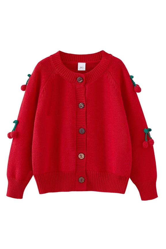 Fashion Jackets for Kids Heavy Industry Hand Crocheted Girls Knitted Cardigan Cotton Round Neck Children's Sweater Jacket