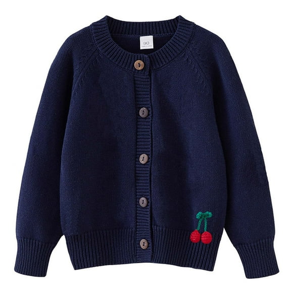 AUNVITO Fashion Jackets for Kids Heavy Industry Hand Crocheted Girls Knitted Cardigan Cotton Round Neck Children's Sweater Jacket