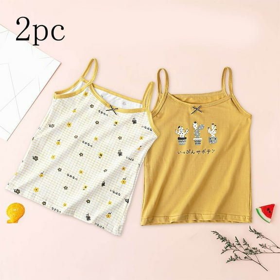 AUNVITO Fashion Kids' 2PC Strap Summer Cotton Comfortable Soft Printed Girl's Sleeveless Top Summer Bottom Strap