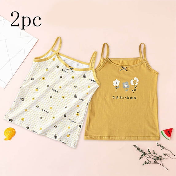 AUNVITO Fashion Kids' 2PC Strap Summer Cotton Comfortable Soft Printed Girl's Sleeveless Top Summer Bottom Strap