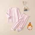 thumbnail image 1 of AUNVITO Fleece-Lined Thermal Pajama Set for Boys & Girls 2-13Y Long Sleeve Round Neck Winter Sleepwear Two-Piece Cotton Loungewear Cozy Outfit, 1 of 5