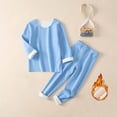 thumbnail image 1 of AUNVITO Fleece-Lined Thermal Pajama Set for Boys & Girls 2-13Y Long Sleeve Round Neck Winter Sleepwear Two-Piece Cotton Loungewear Cozy Outfit, 1 of 5