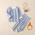 thumbnail image 1 of AUNVITO Fleece-Lined Thermal Pajama Set for Boys & Girls 2-13Y Long Sleeve Round Neck Winter Sleepwear Two-Piece Cotton Loungewear Cozy Outfit, 1 of 5