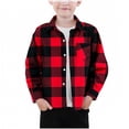 thumbnail image 1 of AUNVITO Functional Kids Checkered Shirt with Pockets for Boys & Girls 2-12Y Long Sleeve Button-Down Collar Casual Top Breathable Twill Fabric, 1 of 3