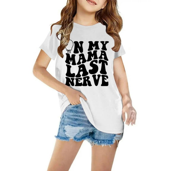 AUNVITO Girl's Tops Shirts for Kids Short Sleeve Graphic T-Shirt Round Neck Crop Top for 3-14 Years Girls and Boy T-Shirt Tee