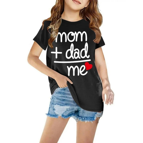 AUNVITO Girl's Tops Shirts for Kids Short Sleeve Graphic T-Shirt Round Neck Crop Top for 3-14 Years Girls and Boy T-Shirt Tee