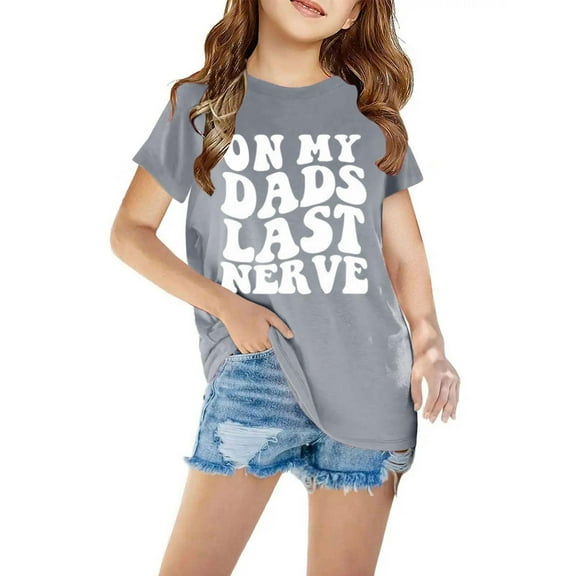 AUNVITO Girl's Tops Shirts for Kids Short Sleeve Graphic T-Shirt Round Neck Crop Top for 3-14 Years Girls and Boy T-Shirt Tee