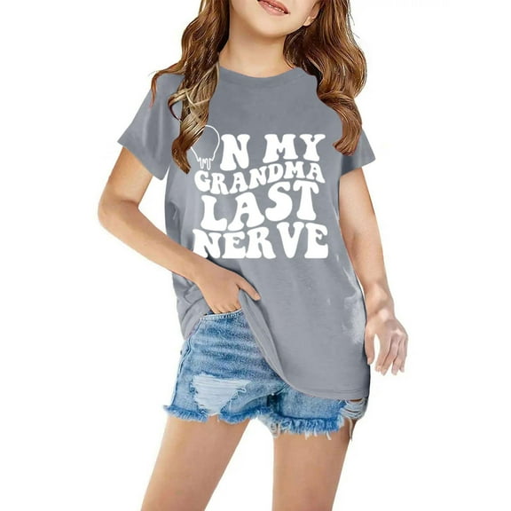 AUNVITO Girl's Tops Shirts for Kids Short Sleeve Graphic T-Shirt Round Neck Crop Top for 3-14 Years Girls and Boy T-Shirt Tee