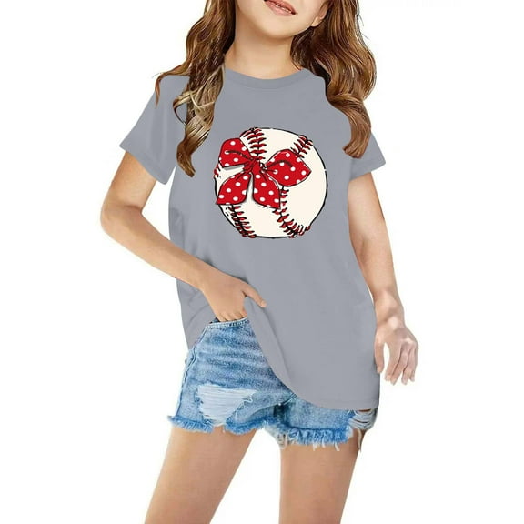 AUNVITO Girl's Tops Toddler Kids Boys Girls Cotton T-shirt Fashion Cute Round Neck Print Tee Short Sleeve Top