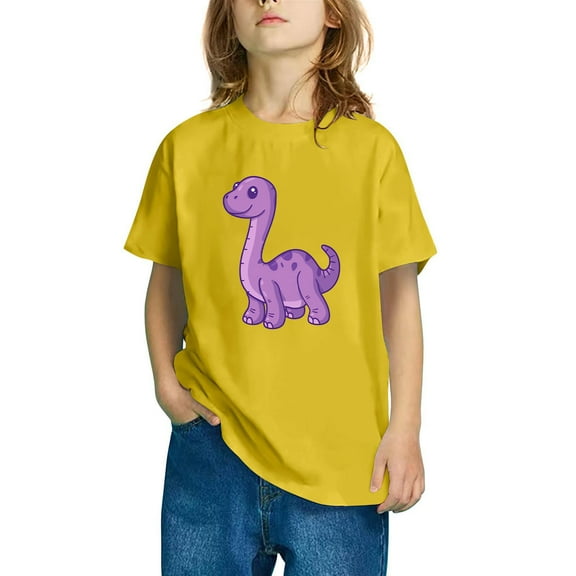 AUNVITO Girl's Tops Toddler Kids Boys Girls Cotton T-shirt Fashion Cute Round Neck Print Tee Short Sleeve Top