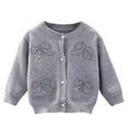 thumbnail image 1 of AUNVITO Girls 1-8Y Knit Cardigan Pearl Accent Round Neck Open Front Lightweight Sweater Soft Polyester, 1 of 2