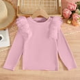 thumbnail image 1 of AUNVITO Girls 2-8Y Soft Warm Turtleneck T-Shirt Knitting Cotton Long Sleeve Solid Color Mesh Decoration Versatile Layering Basic Top, 1 of 4