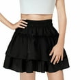 thumbnail image 1 of AUNVITO Girls 3-12 Years Solid Color Elastic Waist Tiered Ruffle Bubble Skirt, 1 of 7