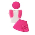 thumbnail image 1 of AUNVITO Girls 3-Piece Set Sleeveless Ribbed Tulle Tank Top Bow Skirt Hat Solid Color Fashion Outfit, 1 of 9