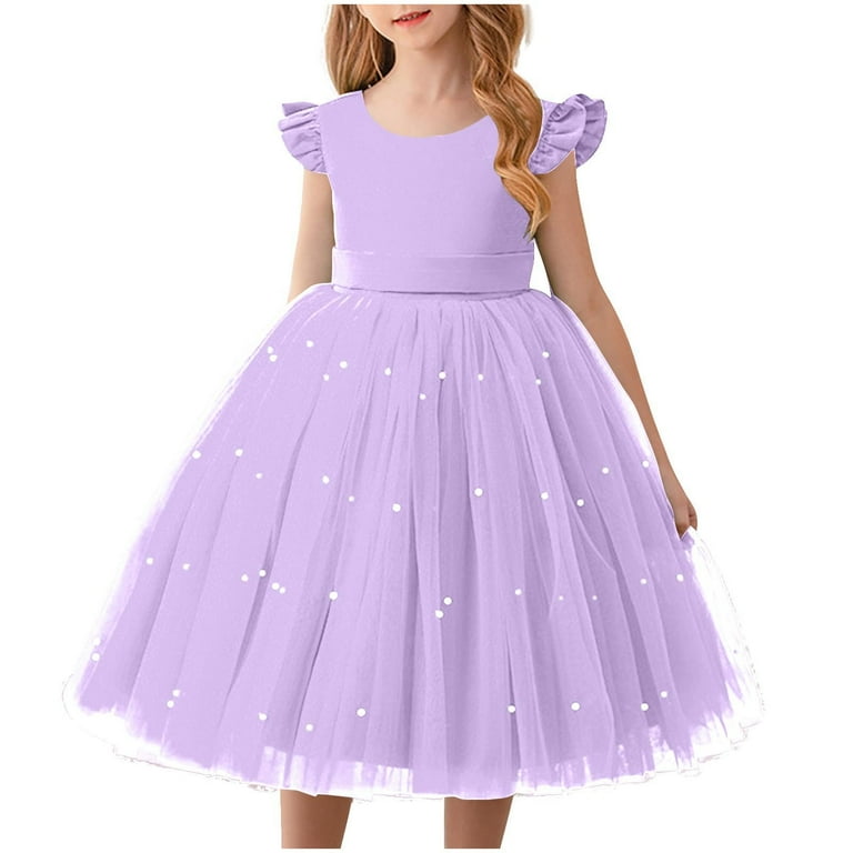 AUNVITO Girls 4-10Y Puffy Tulle Dress Cap Sleeve with Pearl Bow Elegant Party Formal Gown - Walmart.com AUNVITO Girls 4-10Y Puffy Tulle Dress Cap Sleeve with Pearl Bow Elegant Party Formal Gown - Walmart.com