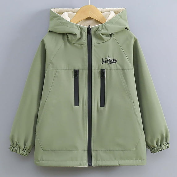 AUNVITO Girls 4-15Y Waterproof Windbreaker 2-in-1 Reversible Sherpa Lined Hooded Jacket Lightweight Windproof Outerwear for Outdoor Activities