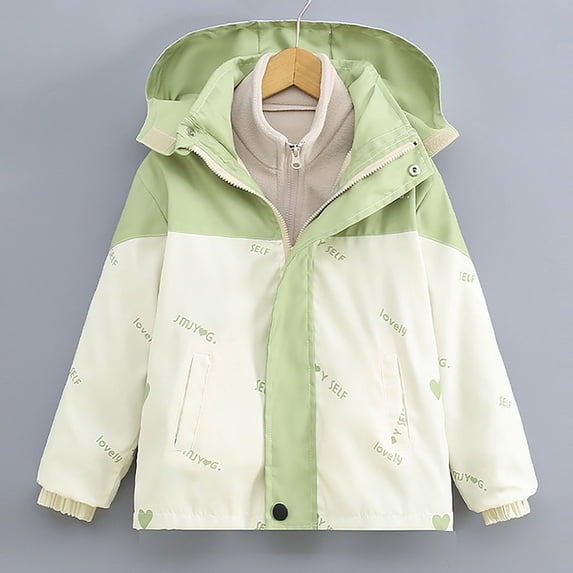 AUNVITO Girls 4-15Y Waterproof Windbreaker Hooded Jacket with Detachable Lining Lightweight 650g Windproof Outdoor Coat