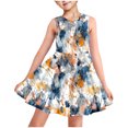 thumbnail image 1 of AUNVITO Girls Allover Print Round Neck Sleeveless Dress with Pockets Casual Summer Fashion, 1 of 7