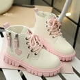 thumbnail image 1 of AUNVITO Girls Ankle Boots with Side Zipper Soft Sole British Style, Pearl & Metal Decor Chunky Casual Winter Shoes for Big Kids 4-12Y, 1 of 7