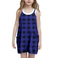 thumbnail image 1 of AUNVITO Girls Backless Sleeveless Strappy Plaid Dress with Pockets, 1 of 5