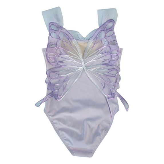 AUNVITO Girls Ballet Leotard Gradient Color High Elasticity Pleated Butterfly Open Back Dance Gymnastics Unitard Shorts