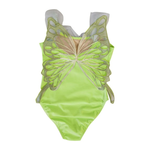 AUNVITO Girls Ballet Leotard Gradient Color High Elasticity Pleated Butterfly Open Back Dance Gymnastics Unitard Shorts