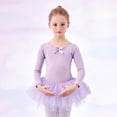 thumbnail image 1 of AUNVITO Girls Ballet Leotard with Tutu 2-13Y Stretch Cotton Long Sleeve Dance Outfit for Practice & Performance, 1 of 4