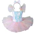 thumbnail image 1 of AUNVITO Girls Ballet Tutu Dress Glitter Sequins Soft Tulle Sleeveless V-Neck Princess Performance Costume, 1 of 3