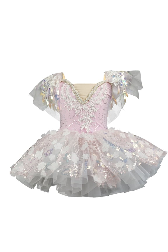 Girls Ballet Tutu Dress Swan Performance Soft Tulle Princess Sleeveless V-Neck Dance Dress New Design