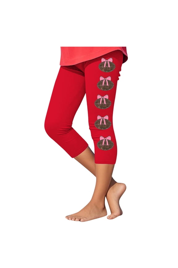 Girls Baseball Print Yoga Capri Pants Casual Sport Athletic Casual Fashion