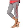 thumbnail image 1 of AUNVITO Girls Baseball Print Yoga Capris Casual Sporty Stretchy High Waist Athletic Pants Fashion Activewear, 1 of 4