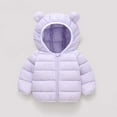 thumbnail image 1 of AUNVITO Girls & Boys 1-7Y Bear Ears Hooded Down Jacket, Thermal Insulated Winter Coat with Zipper Closure Solid Color Puffer Coat, 1 of 3