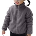 thumbnail image 1 of AUNVITO Girls & Boys 2-11Y Fleece Jacket Soft Coral Plush Stand Collar Zipper Casual Lightweight Winter Outerwear, 1 of 6
