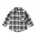 thumbnail image 1 of AUNVITO Girls & Boys Brushed Flannel Shirt Plaid Long Sleeve Button-Down Collar with Pockets Casual Stylish Top 1-10Y, 1 of 3