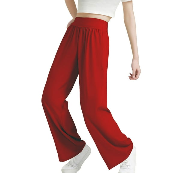 AUNVITO Girls Boys Casual Loose Checkered Wide Leg Pants High Waist Straight Lounge Y2K Trousers Summer 5-13Years