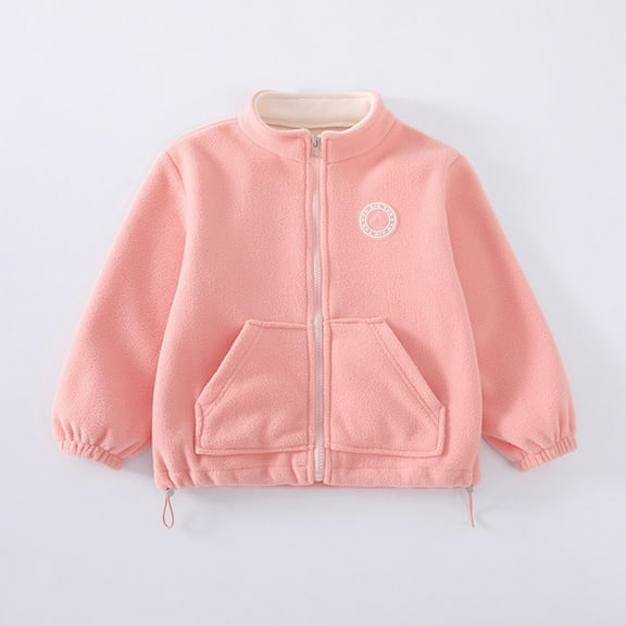 AUNVITO Girls & Boys Fleece Jacket Thermal Lined Heavyweight Warm Winter Coat 2-15Y Casual Solid Color Outerwear No Hood