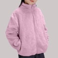 thumbnail image 1 of AUNVITO Girls & Boys Fleece-Lined Thermal Jacket Windbreaker, Solid Color Stand Collar Zipper Casual Outerwear for 2-13Y, 1 of 4