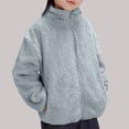 thumbnail image 1 of AUNVITO Girls & Boys Fleece-Lined Thermal Jacket Windbreaker, Solid Color Stand Collar Zipper Casual Outerwear for 2-13Y, 1 of 4